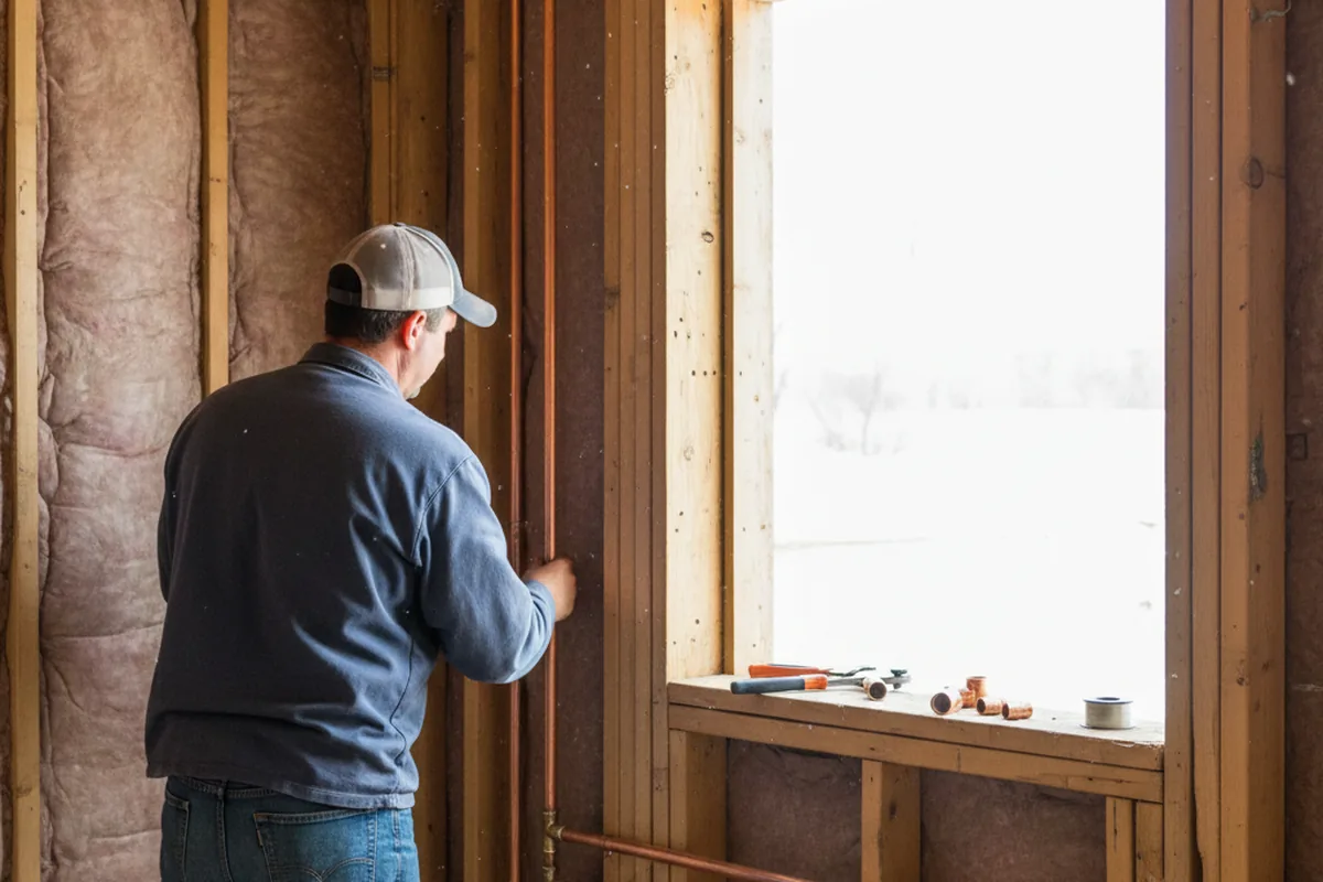 Licensed plumber running new copper supply lines in a Isonville home