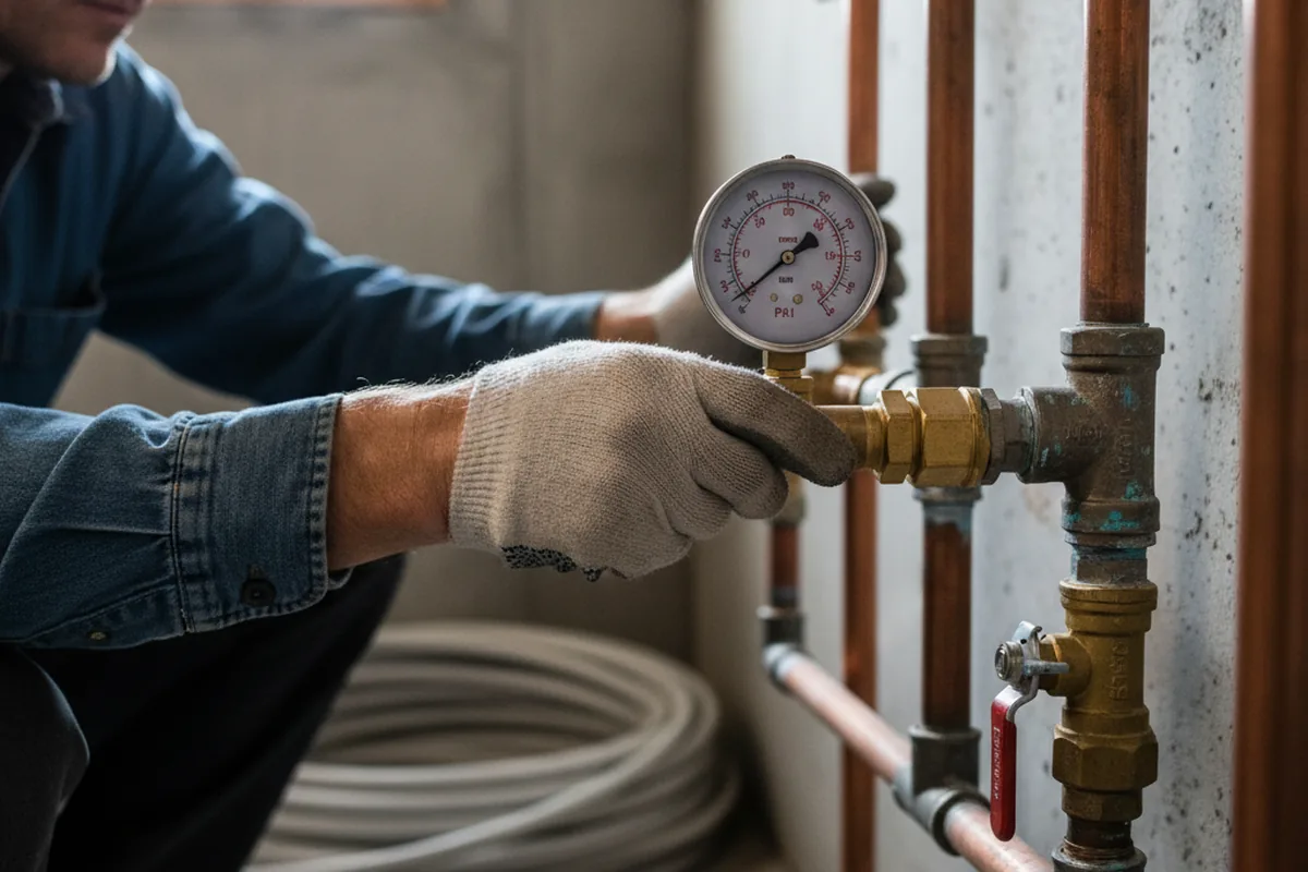 Pressure testing a repaired line during Water Line Repair in Isonville